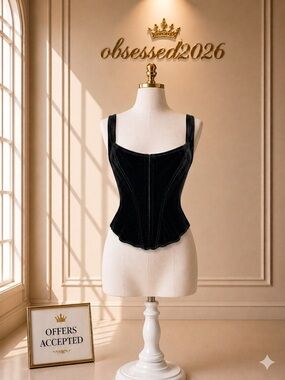 Victoria's Secret Black Velvet Corset Top
